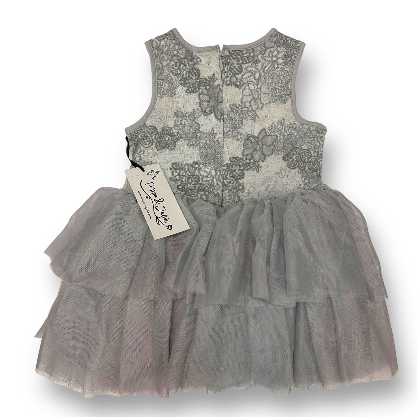 NEW! Pippa & Julie Girls Size 2T Gray Sleeveless Boutique Tutu Dress