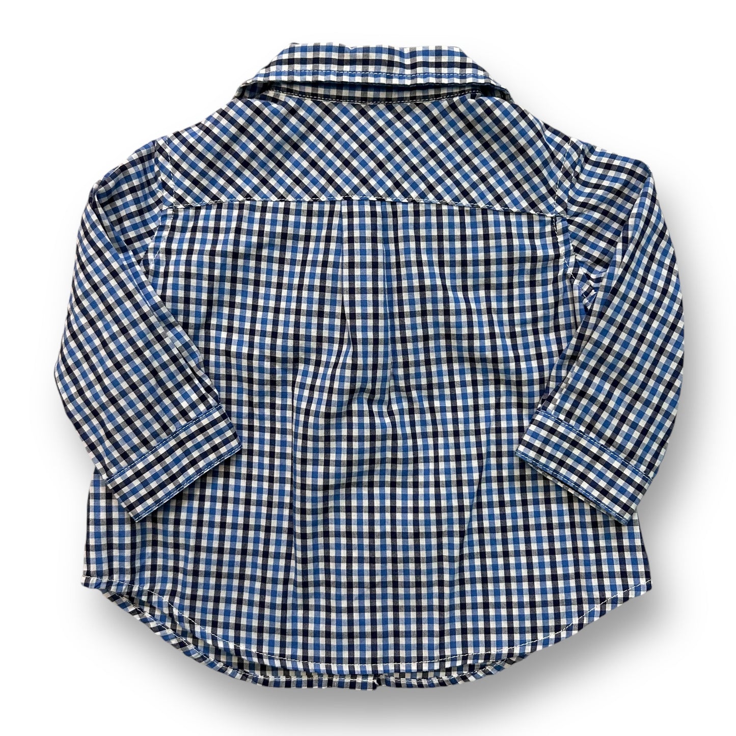 Chaps Baby Boy Button Up Size 6 Months Checkered Long Sleeve Dress Shirt