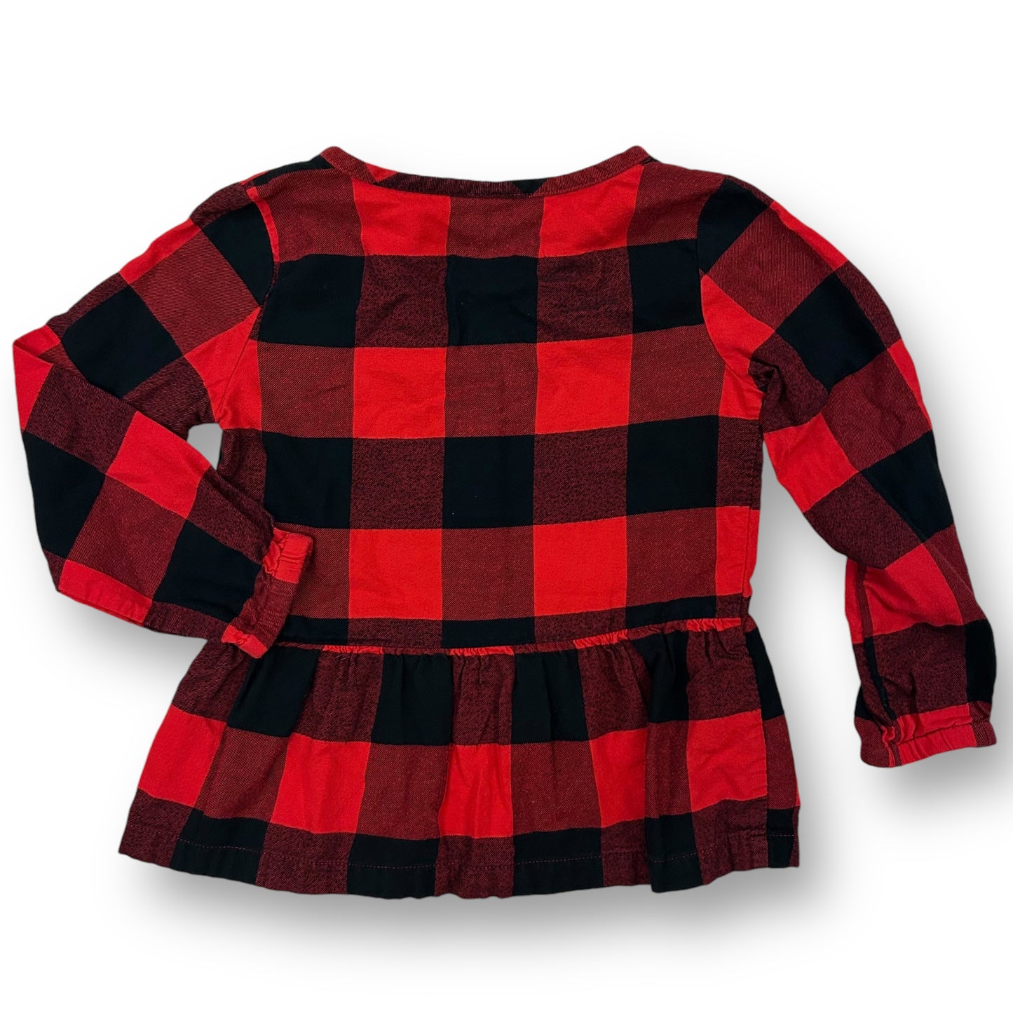 Carter's Girls Size 4T Flannel Shirt Black & Red Plaid Long Sleeve Button Up