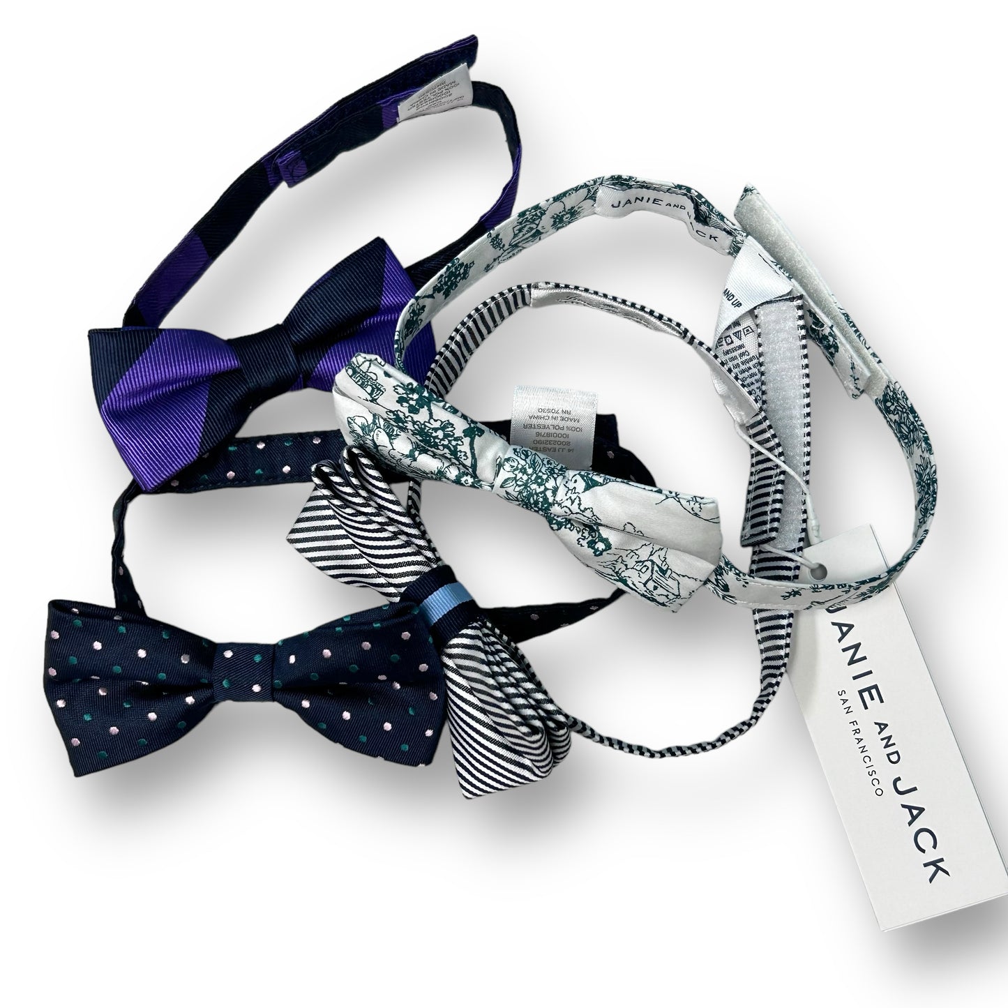 Boys Janie and Jack Bowties Bundle 4-Pack Adjustable Sizing Kids Bowtie