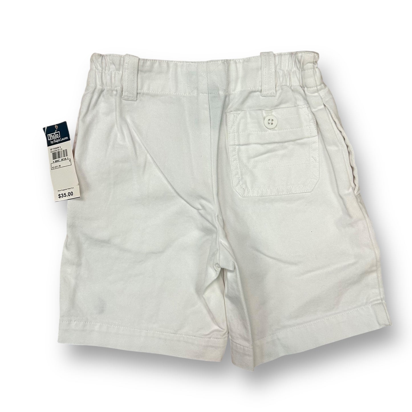 NEW! Boys Polo Size 5 Shorts Adjustable Waist White Khaki Chinos
