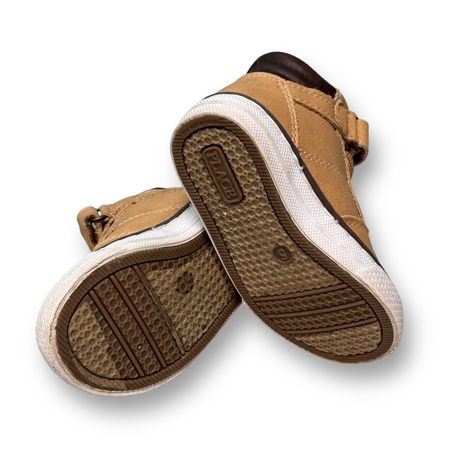 Children's Place High Top Sneakers Toddler Boy Size 5 Brown Leather Shoe