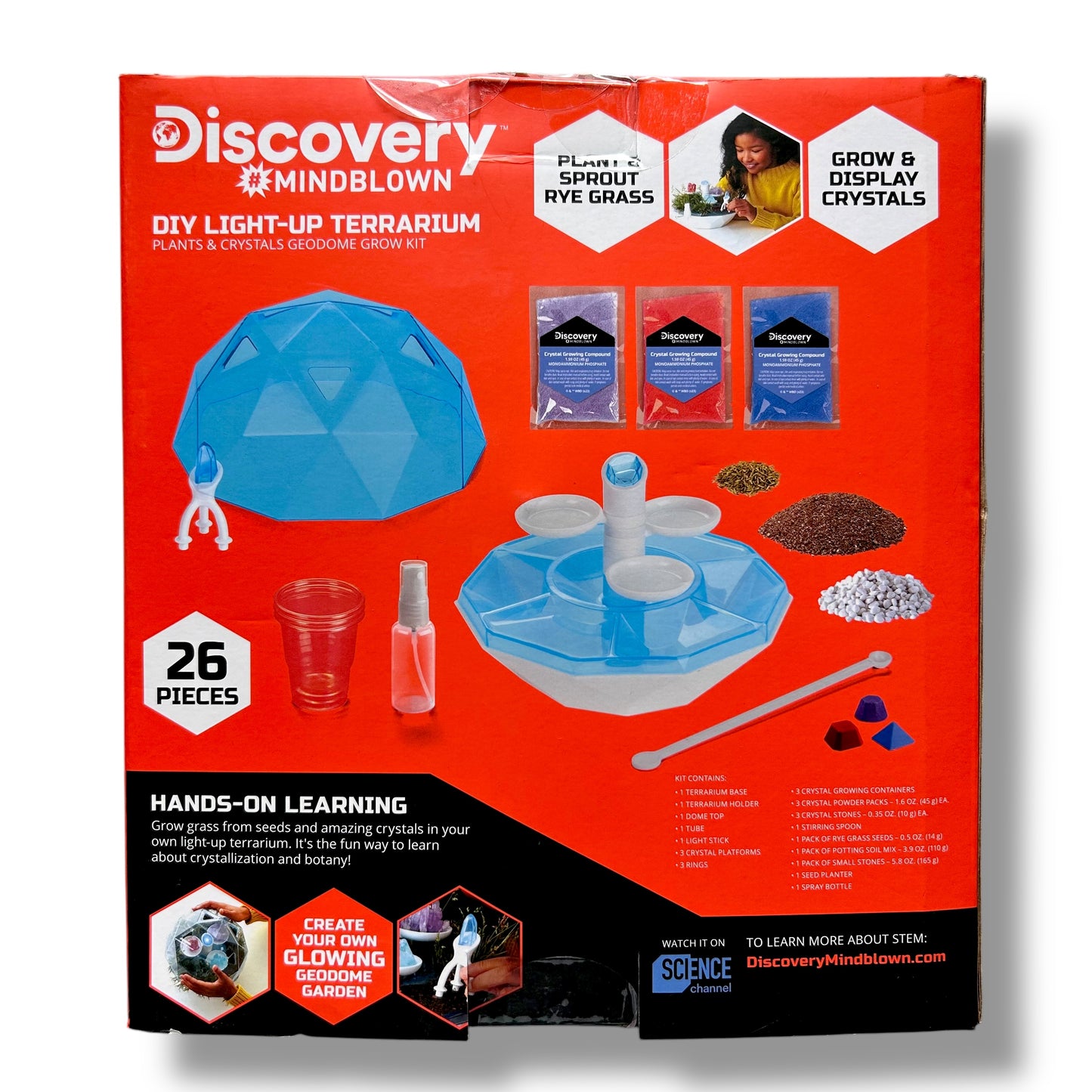 Discovery DIY Light-Up Terrarium Glowing Crystals Geodome Grow Kit