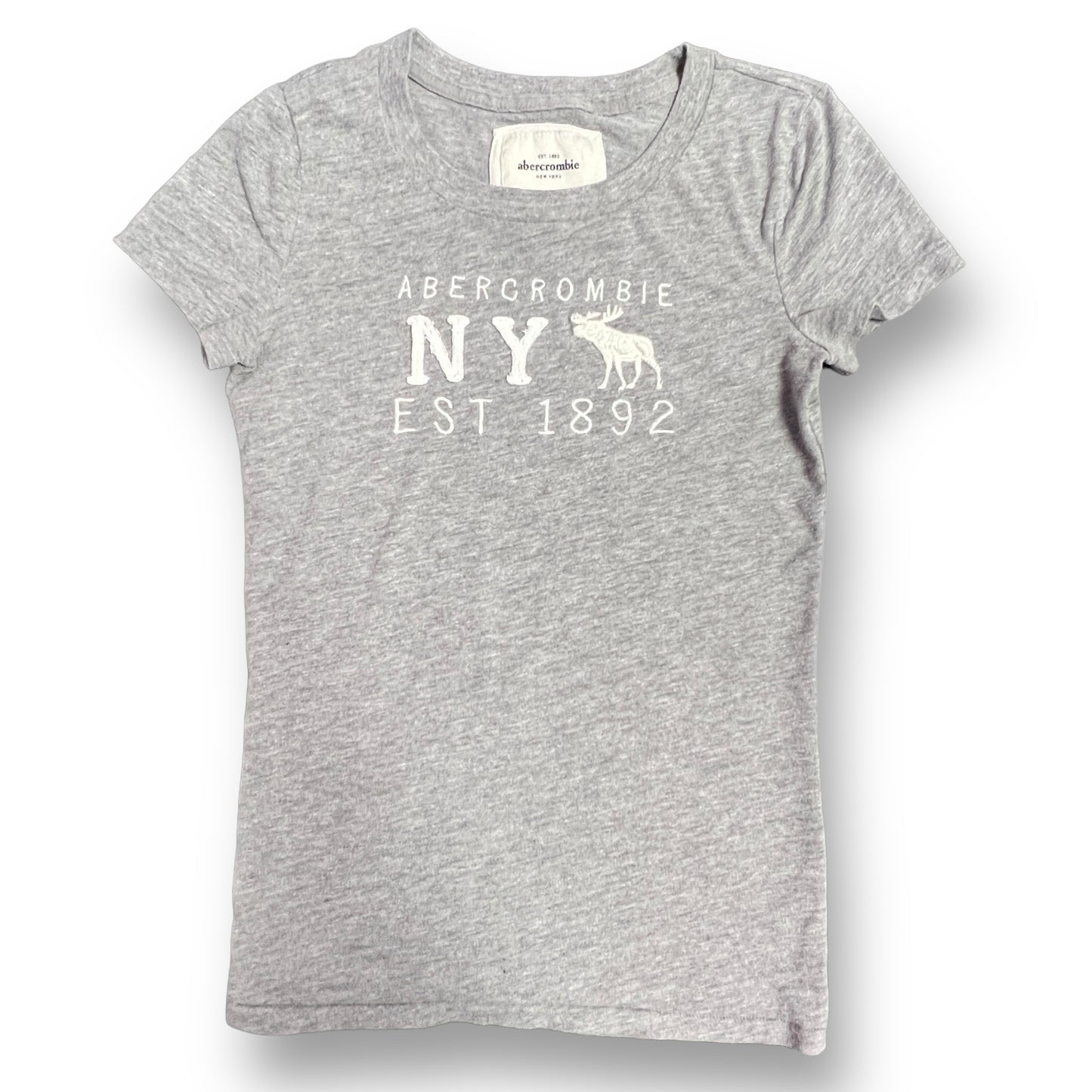 Abercrombie Youth Girl Size 16/18 Gray Embroidered Logo Tee