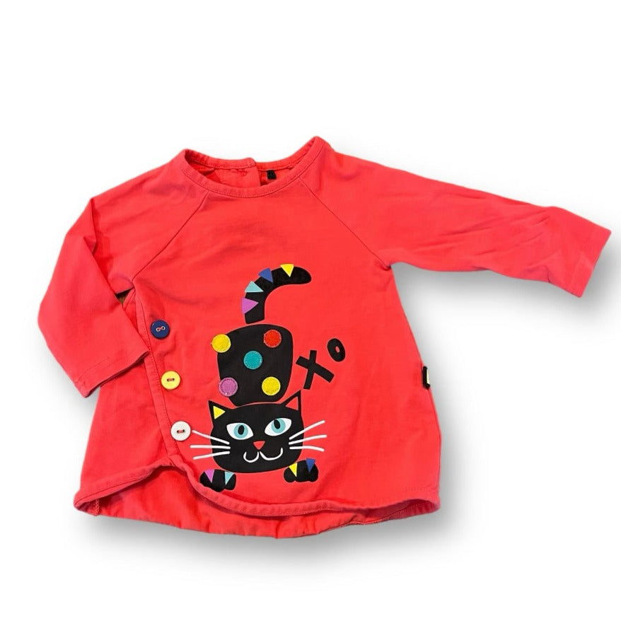 Deux Par Deux Boutique Baby Girl Top Size 6 Months Red Long Sleeve Shirt