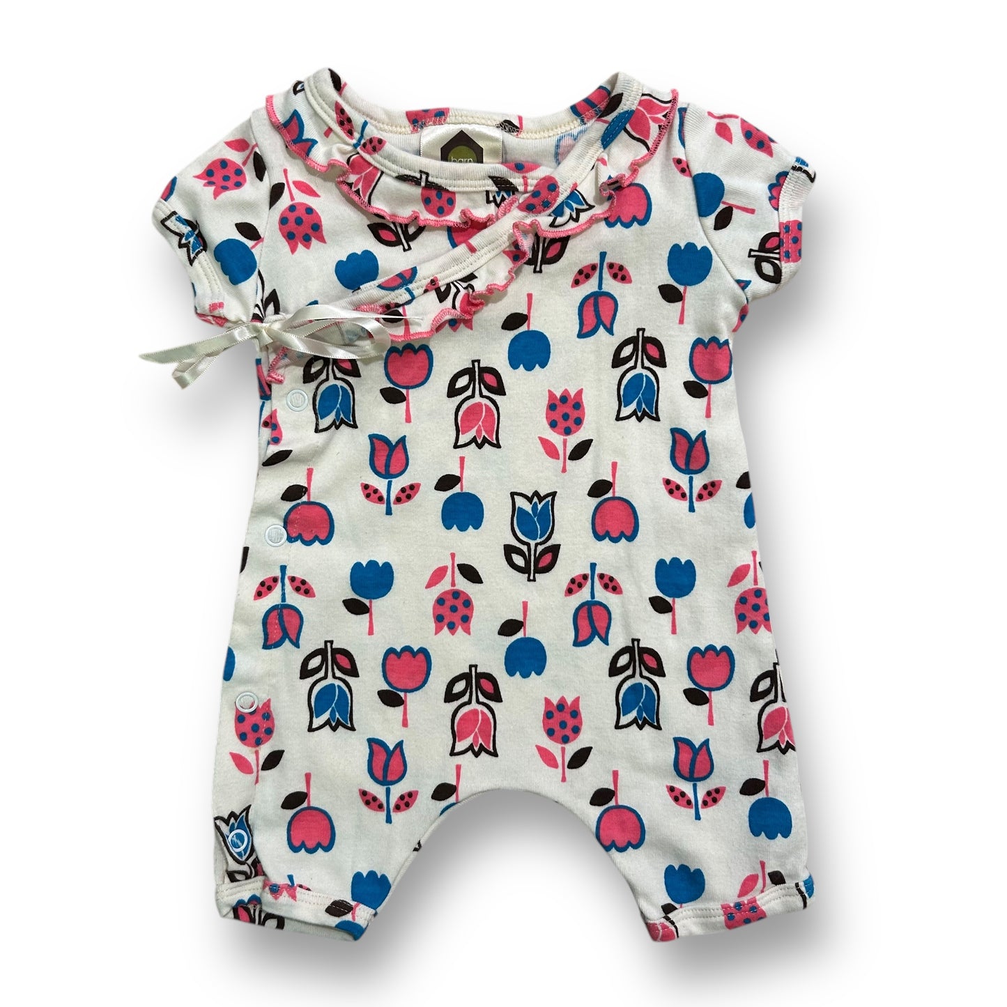 Barn Los Angeles Baby Girl One-Piece Size 12 Months Tulip Print Organic Romper