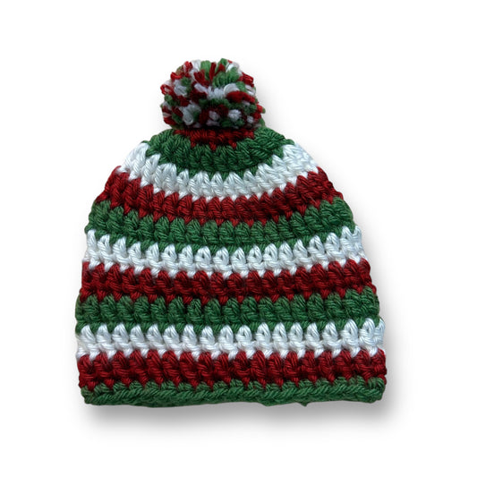 Baby Boy Winter Christmas Hat Handcrafted Red & Green Crochet Beanie