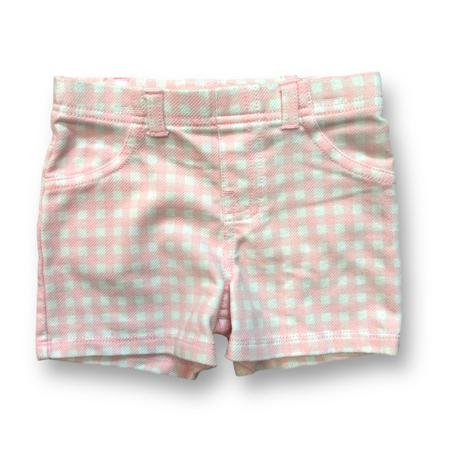 Baby Girl Bottoms Size 12 Months Pink & White Gingham Stretch Cotton Shorts