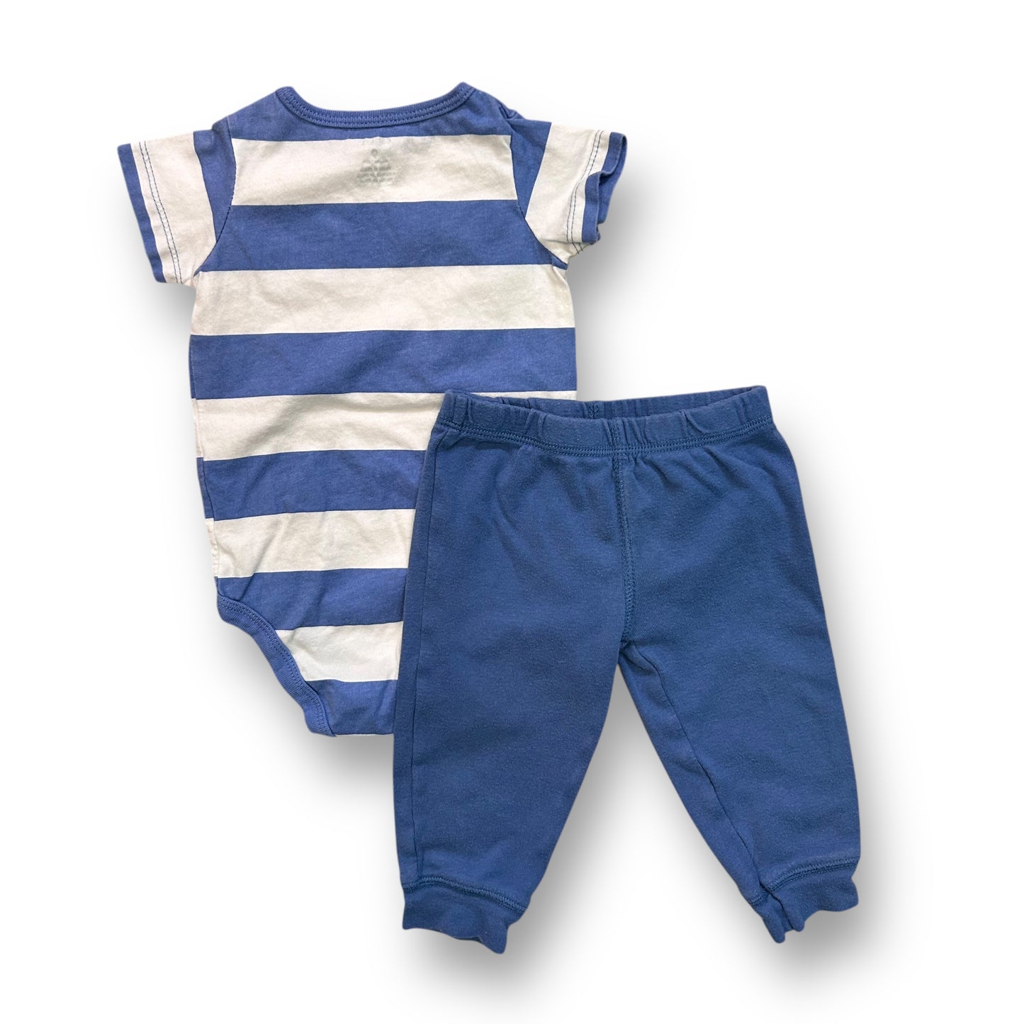 Carter's Size 9 Months Baby Boy Outfit Blue & White Snap Bottom 2-Piece Set