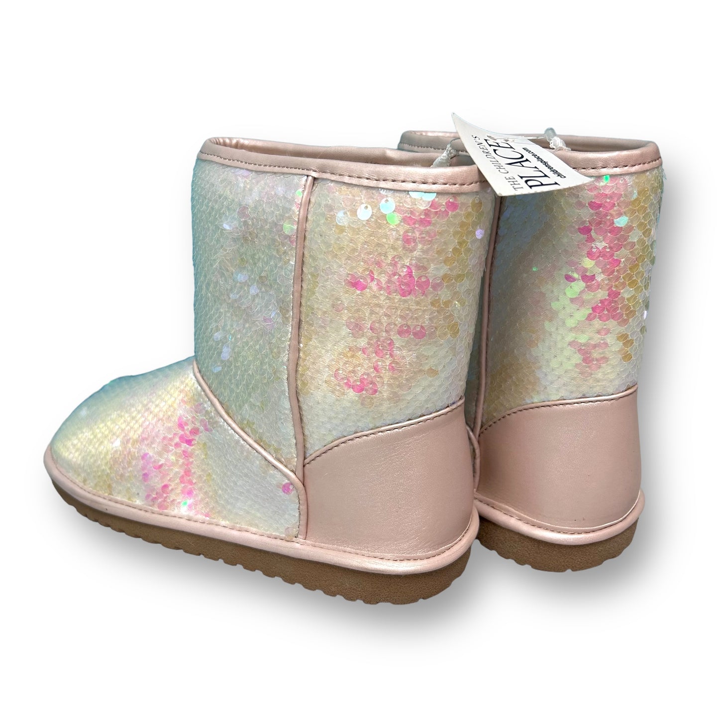 NEW! Children's Place Youth Girl Size 3 Shimmer Sequin Fur Lined Boots