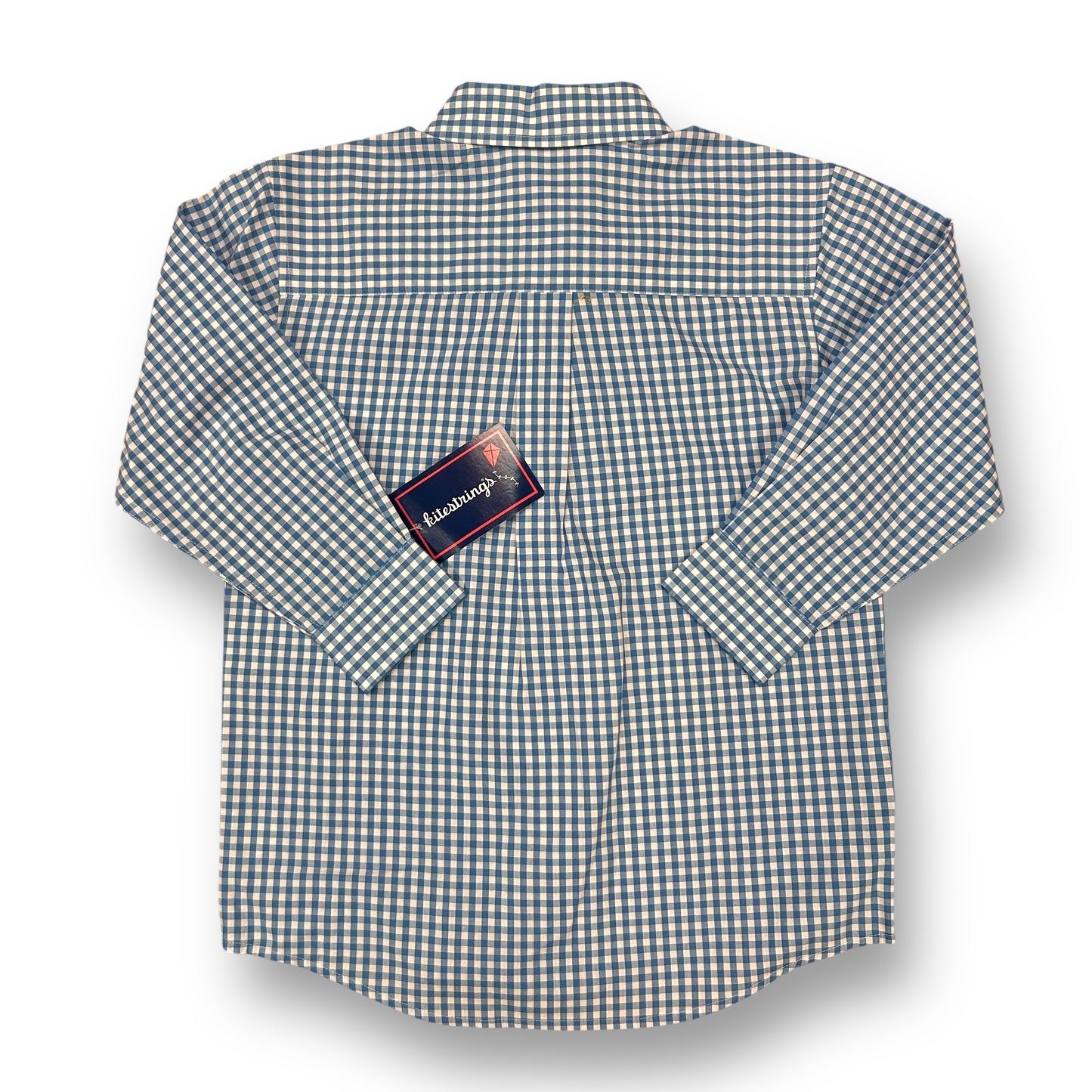 NEW! Kitestrings Boys Size 5 Shirt Blue & White Checkered Button Down