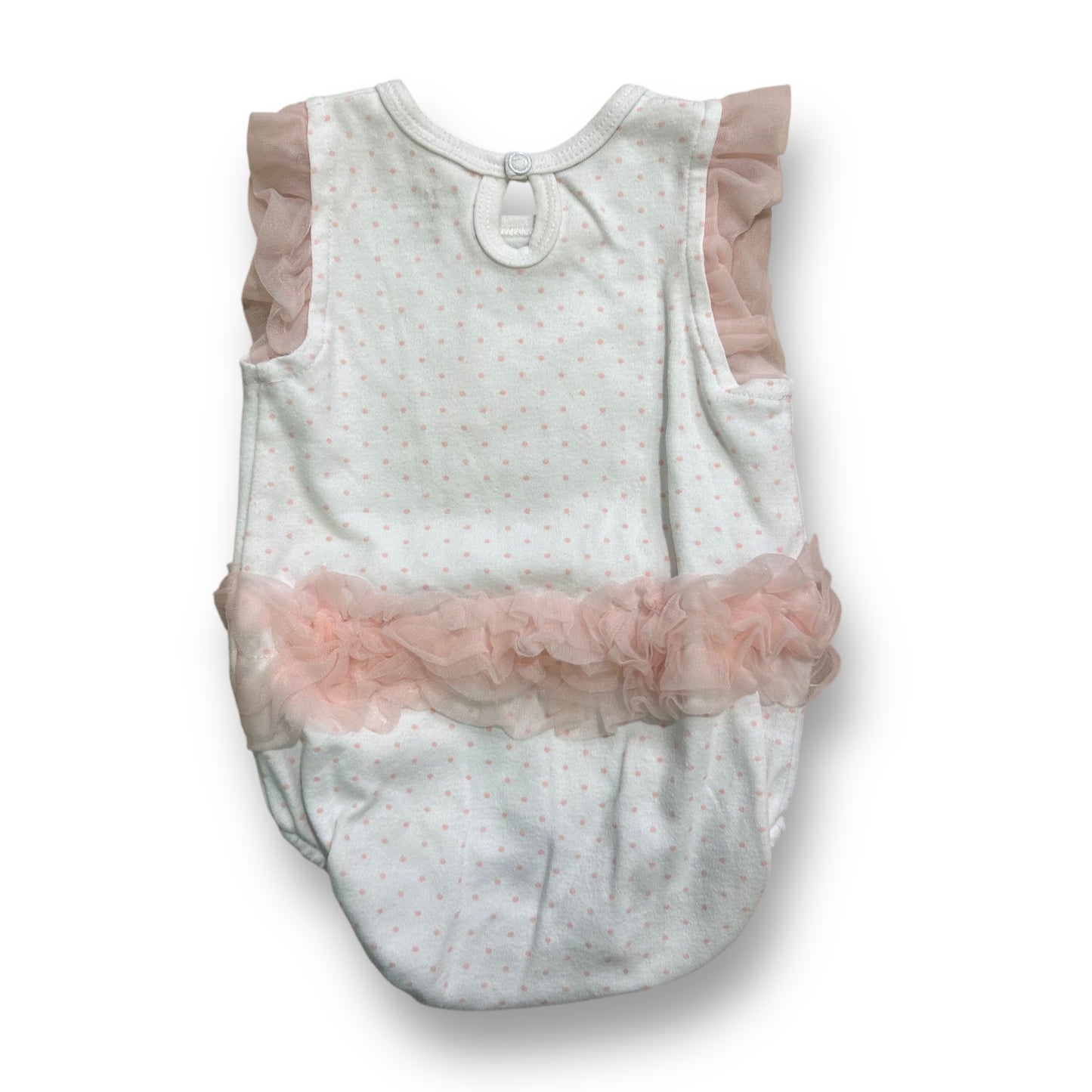 Kyle & Deena Girls Size 6-9 Months Romper Pink & White Tulle Ruffle One Piece