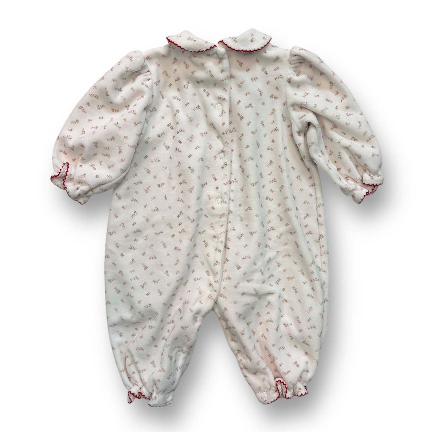Baby Girl Romper Size 3-6 Months Soft Velour Ivory Collared One-Piece