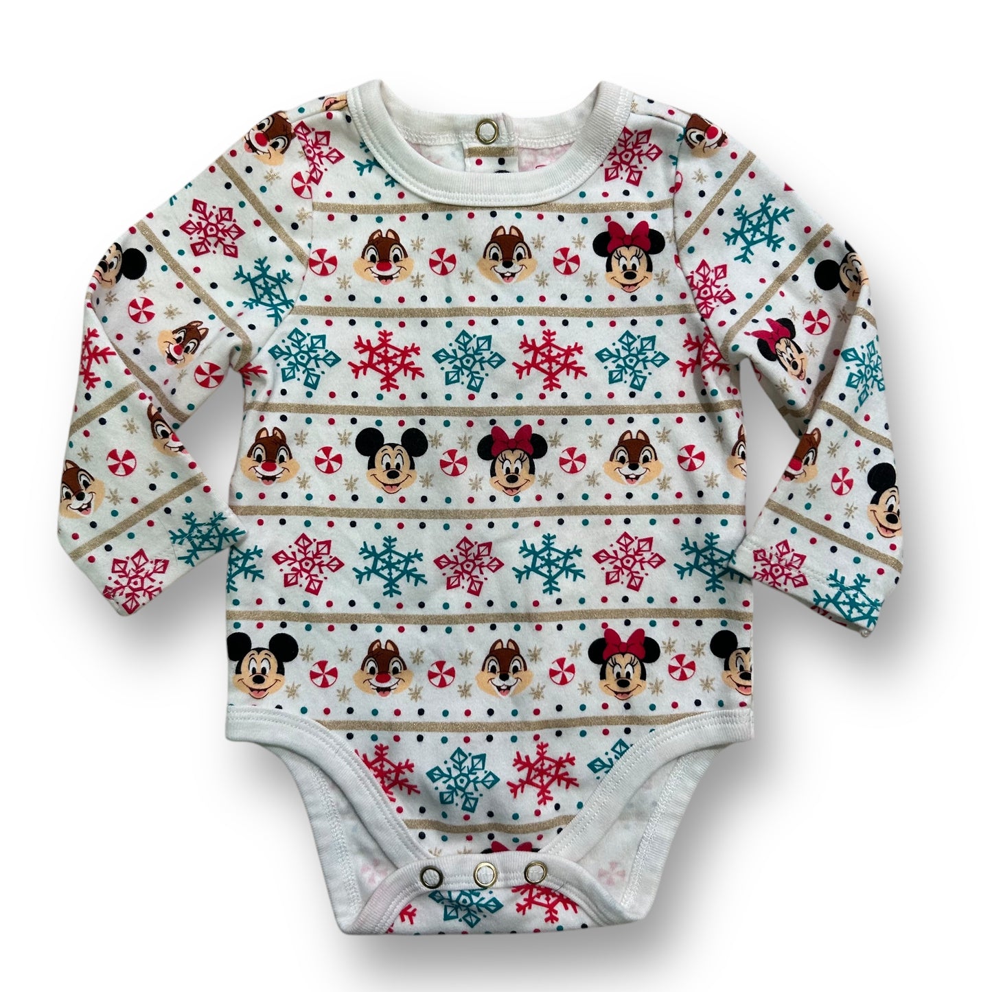Girls Disney Baby Size 9-12 Months Minnie & Friends Christmas Bodysuit