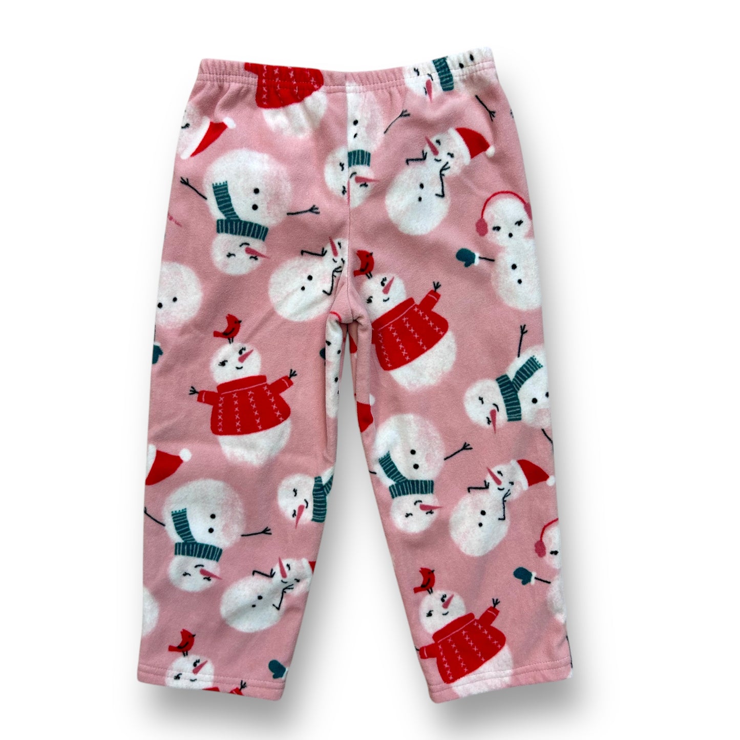 Girls Christmas Pajamas Size 4T Pink Fleece Snowman Print PJ Pants