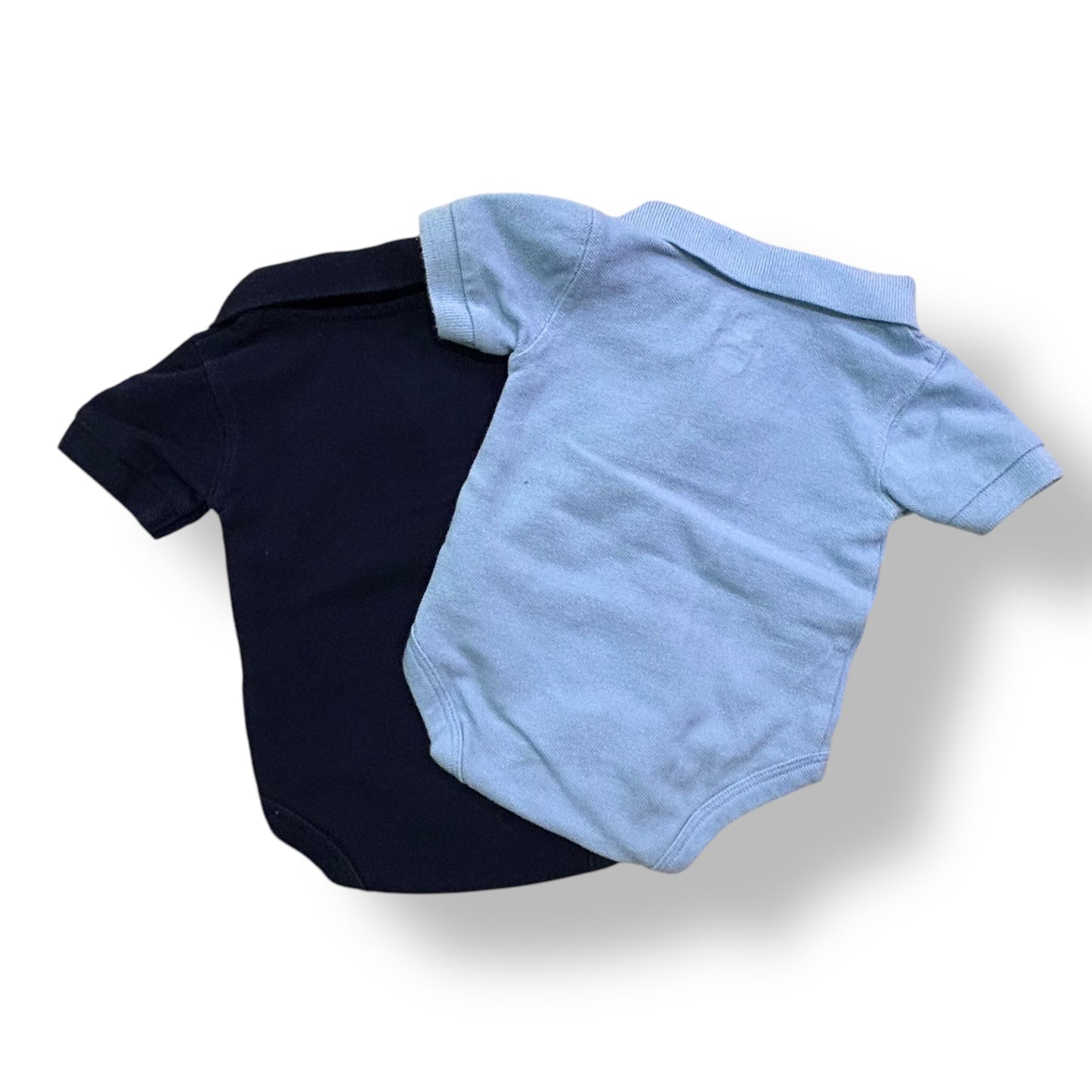 Baby Boy Size Newborn 2-Pack Blue Short Sleeve Snap Bottom Polo Shirts