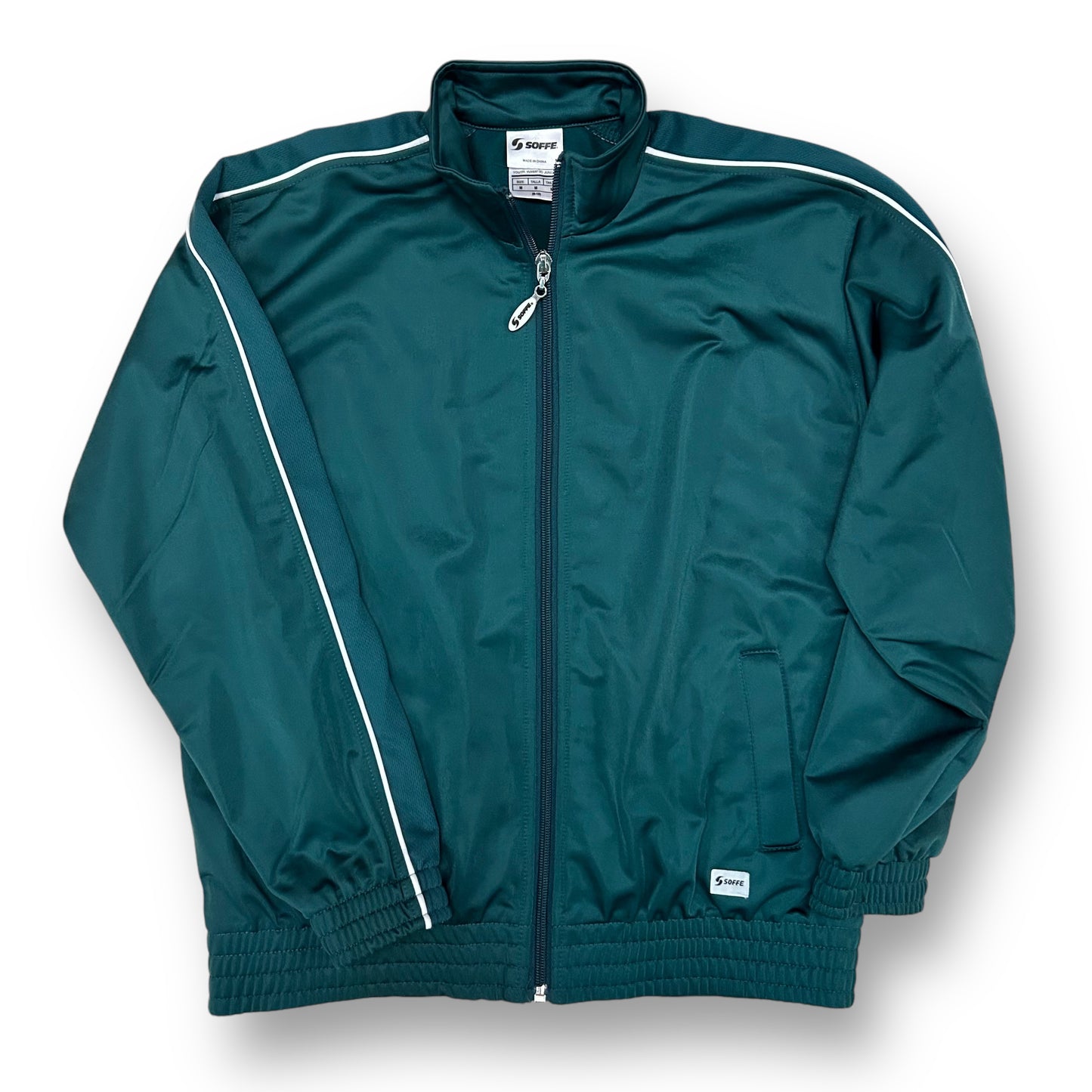 Youth Boys Size 14/16 M Green Full Zip Activewear Warm Up Jacket