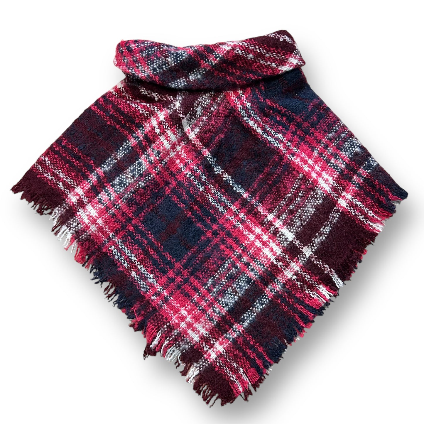 Toddler Girls Sweater Size 2-3 Years Pink and Navy Plaid Knit Button Close Shawl