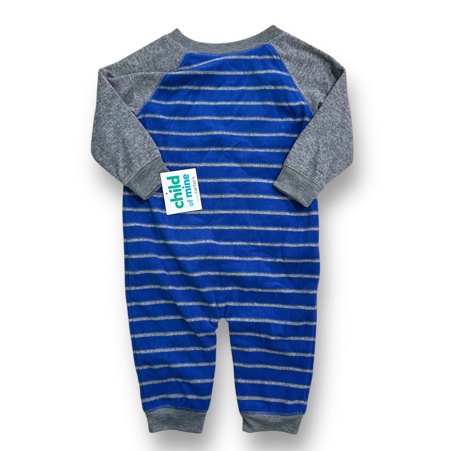 NEW! Carter's Baby Boy Size 12 Months One Piece Blue Fleece Snap Romper