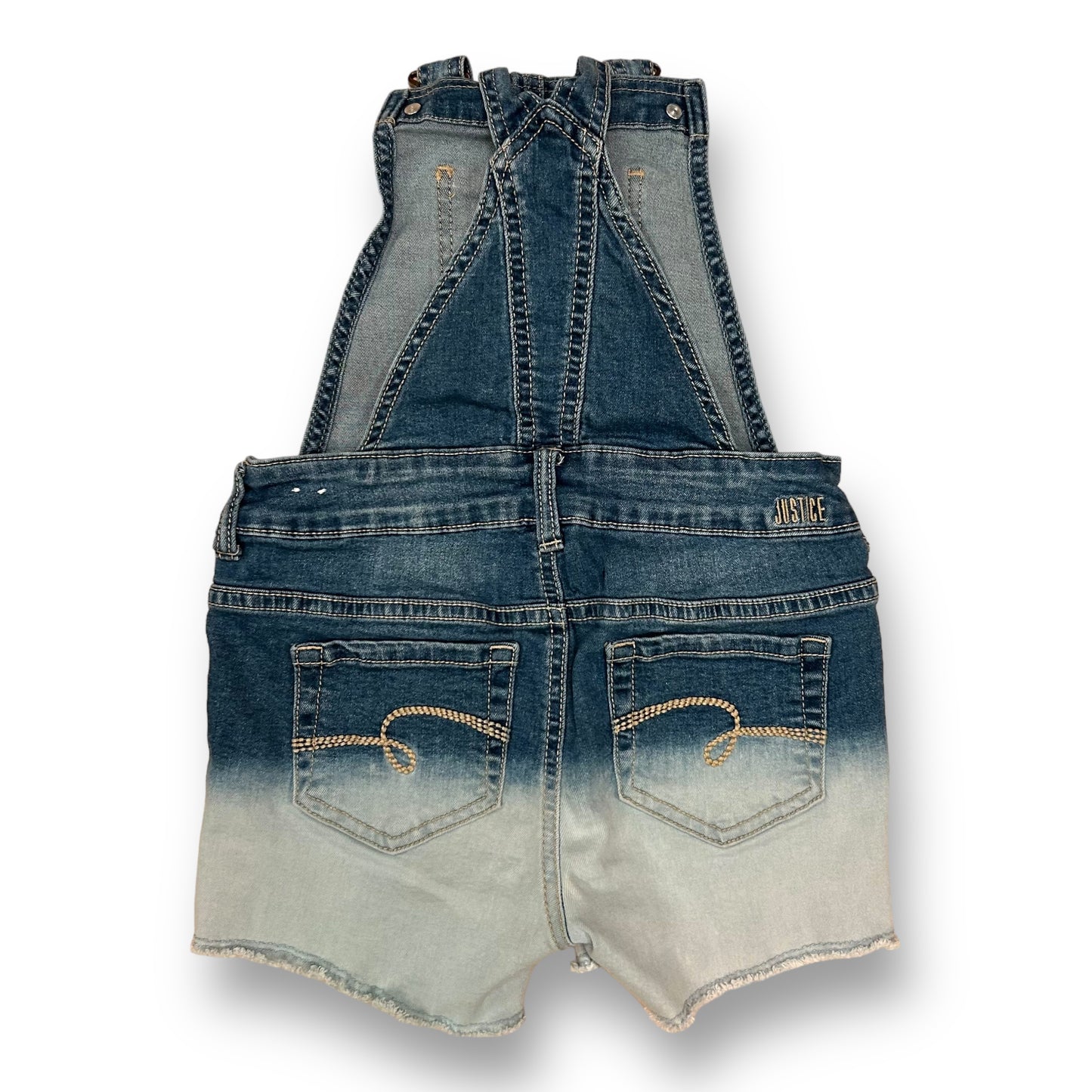 Justice Youth Girl Size 10 Overall Blue Ombre Denim Shortall