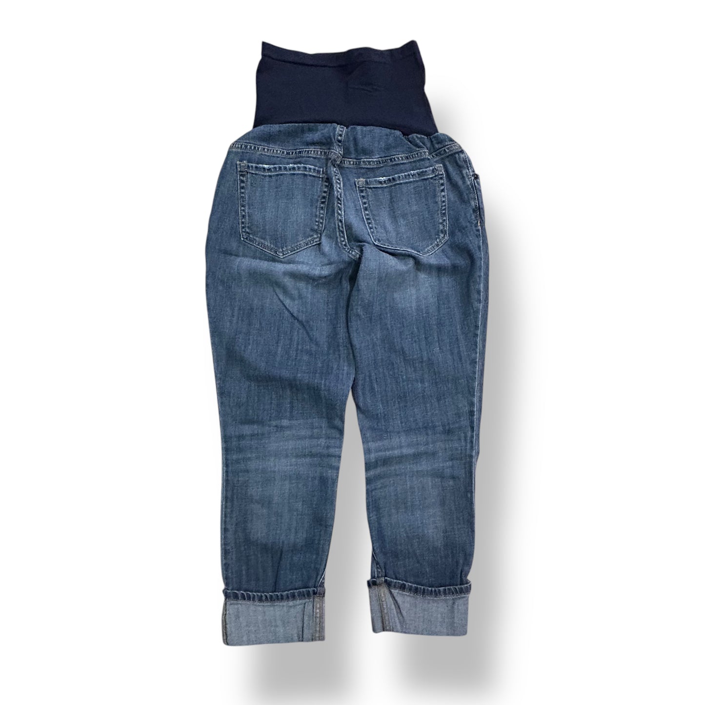 Indigo Blue Size XS Maternity Jeans Full Panel Stretch Cuffed Ankle Cropped Pant