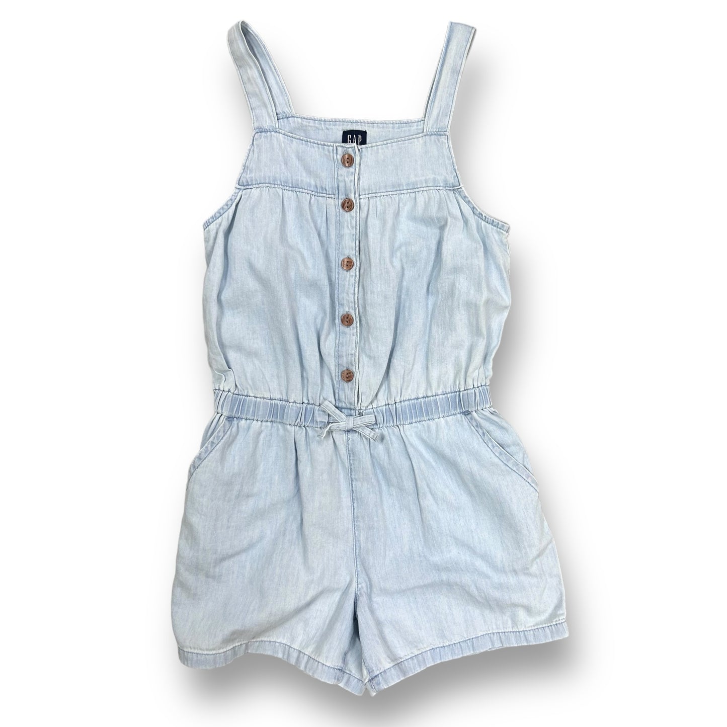 Gap Size 10 Youth Girls Romper Loose Fit Button Top Denim Shortall