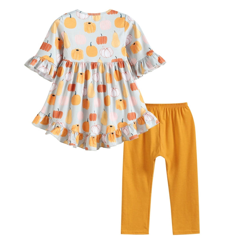 NEW! Ruffles by Tutu and Lulu Girls Size 5 Pumpkin Outfit 3-Piece Shorts Set