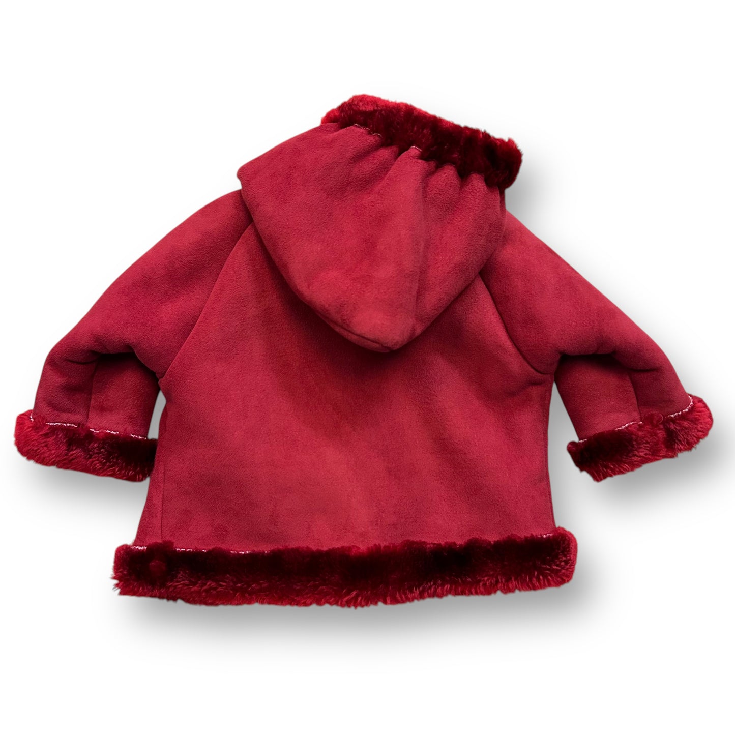 Widgeon Baby Girl Size 3 Months Dark Red Suede and Faux Fur Specialty Coat