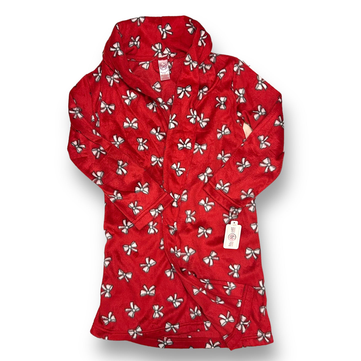 NEW! Girls Size 4T Gray and Red Christmas Top, Pants, & Robe 3-Pc Pajama Set