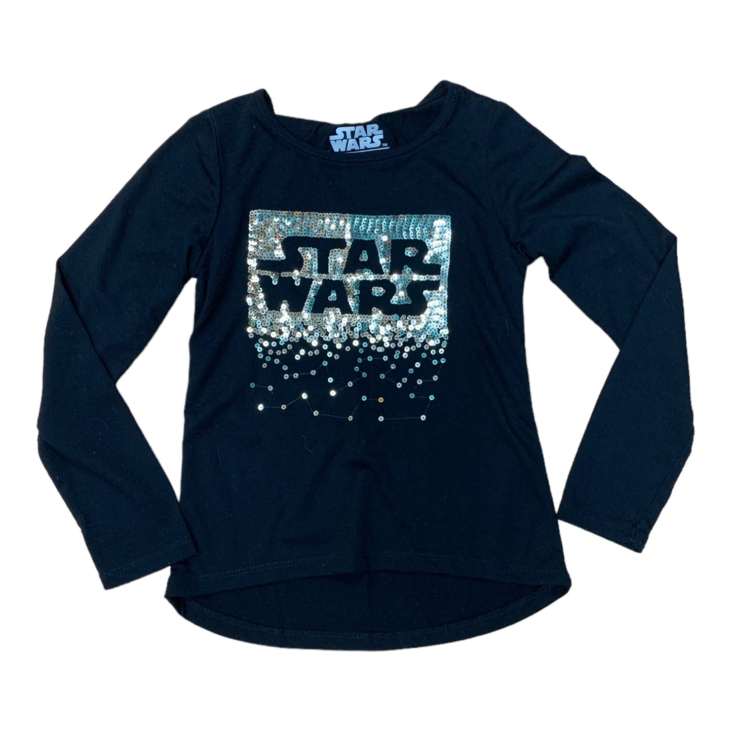 Girls Size 6/6X Black Sequin Long Sleeve Star Wars Shirt