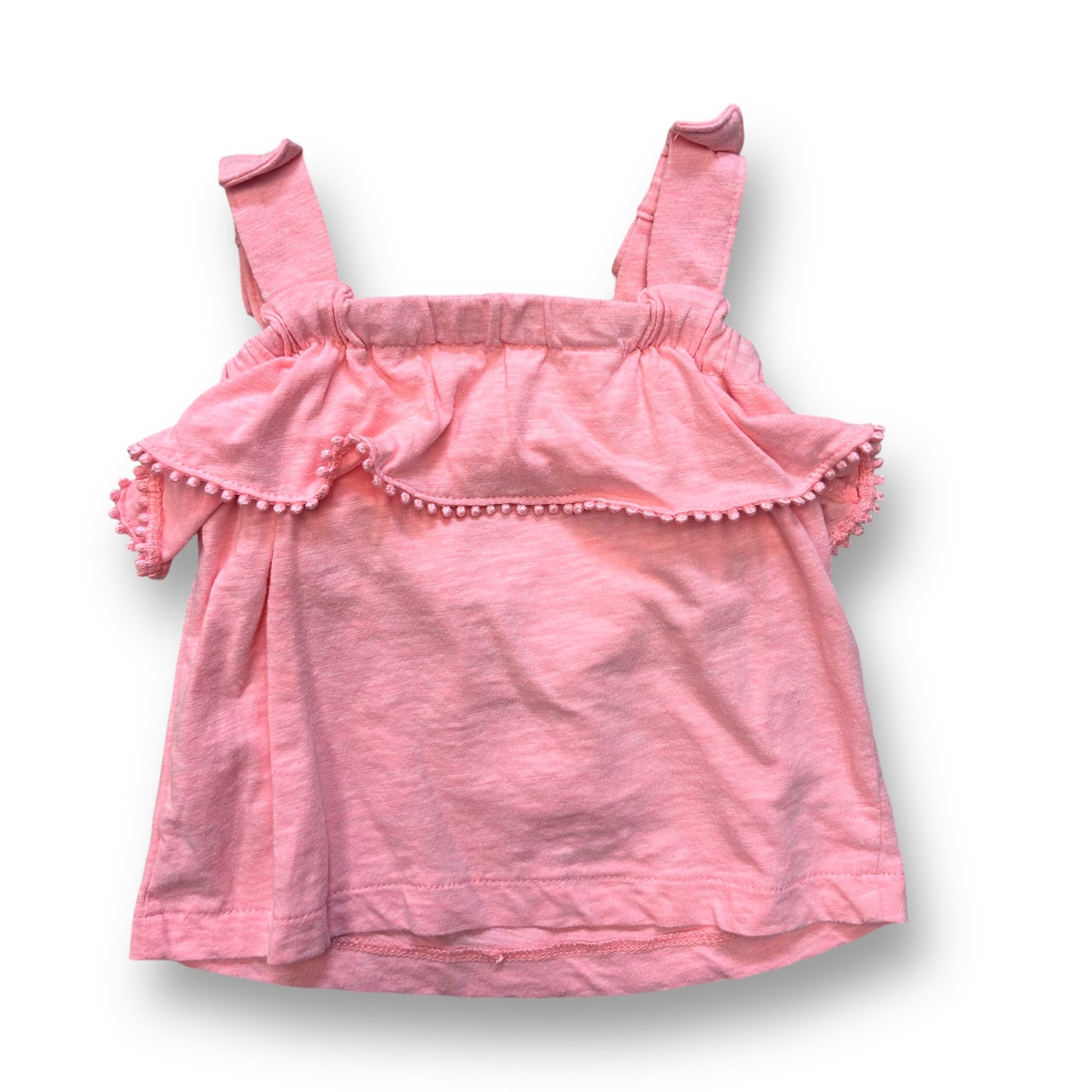 Carter's Girls Size 12 Months Pink Pom Ruffle Cotton Tank Top