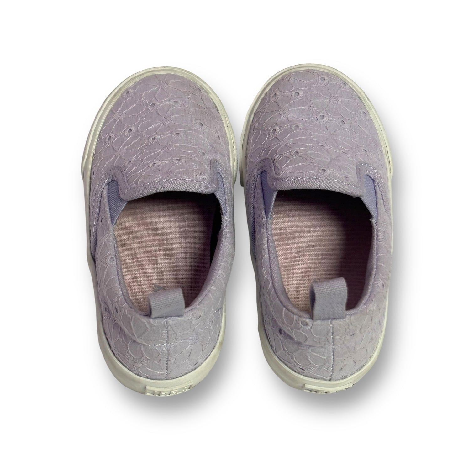 Old Navy Girls Size 7 Sneakers Purple Eyelet Flowers Slip On Toddler Shoes