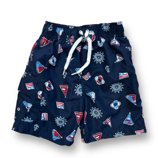 Toddler Boys Size 18 Months Navy Blue Swim Trunks with Drawstring