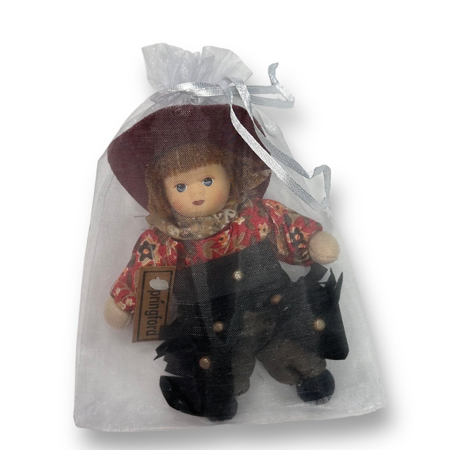 Vintage Porcelain Doll SPRINGFORD Collectible 5" Cowgirl with Yarn Hair