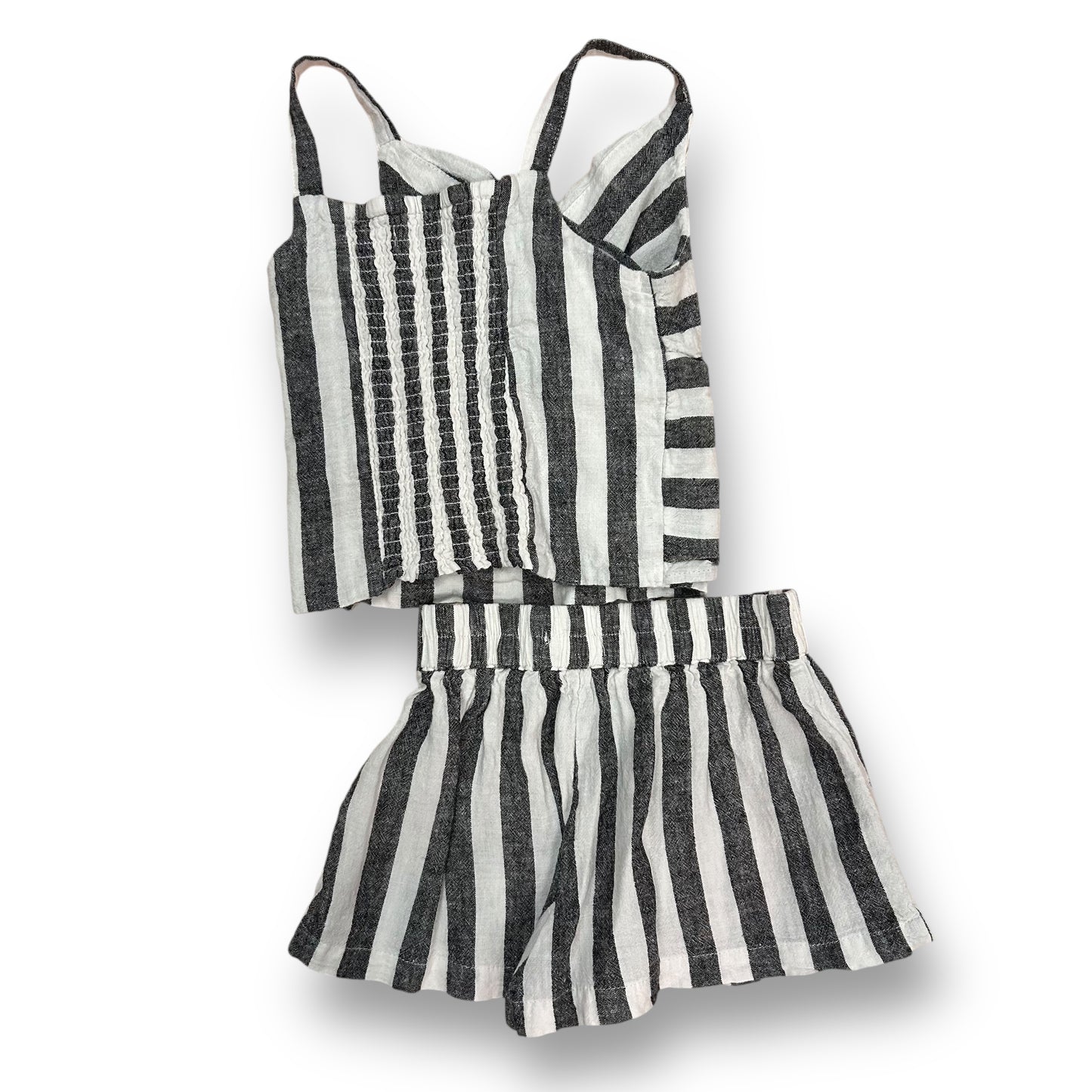 Habitual Girl Size 4T Outfit Striped Linen Blend Trendy Two-Piece Shorts Set