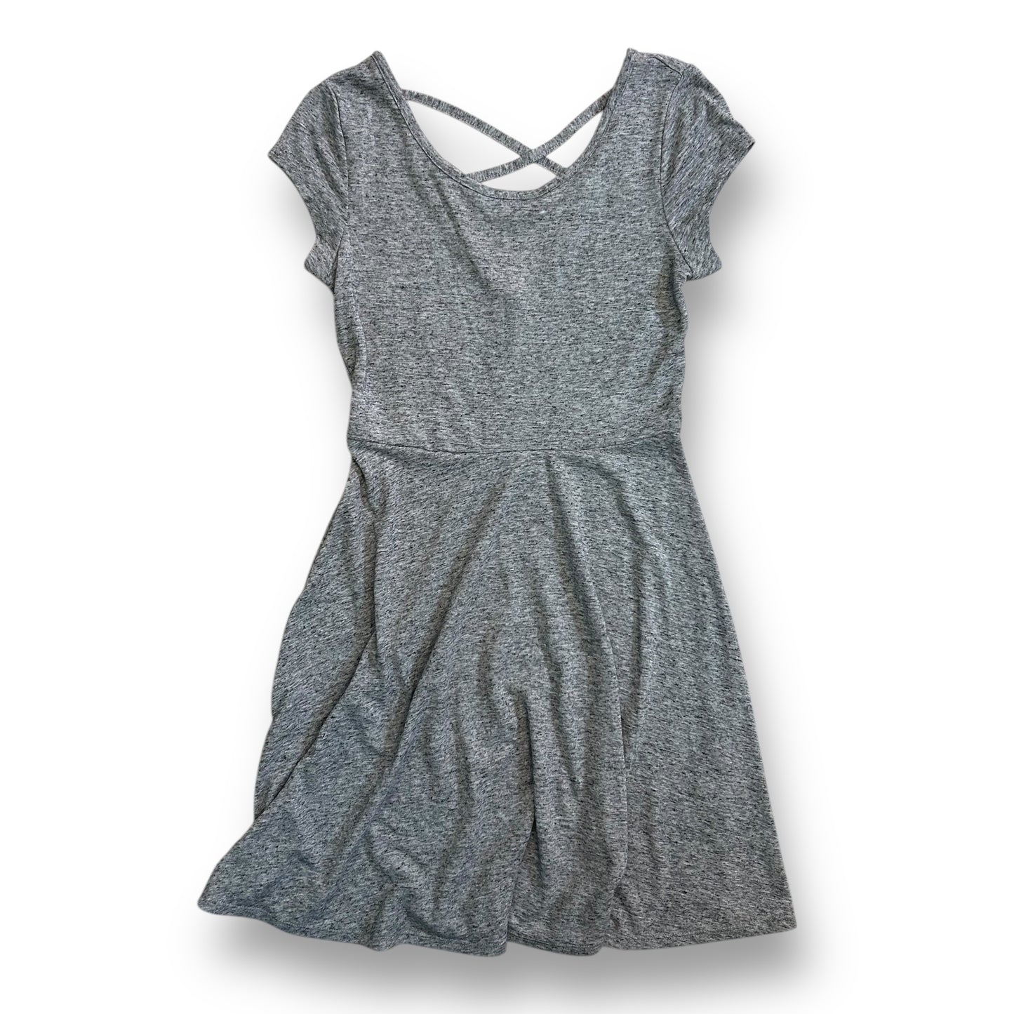 Youth Girl Size 10/12 Heather Gray Racer Back Short Sleeve Twirl Dress