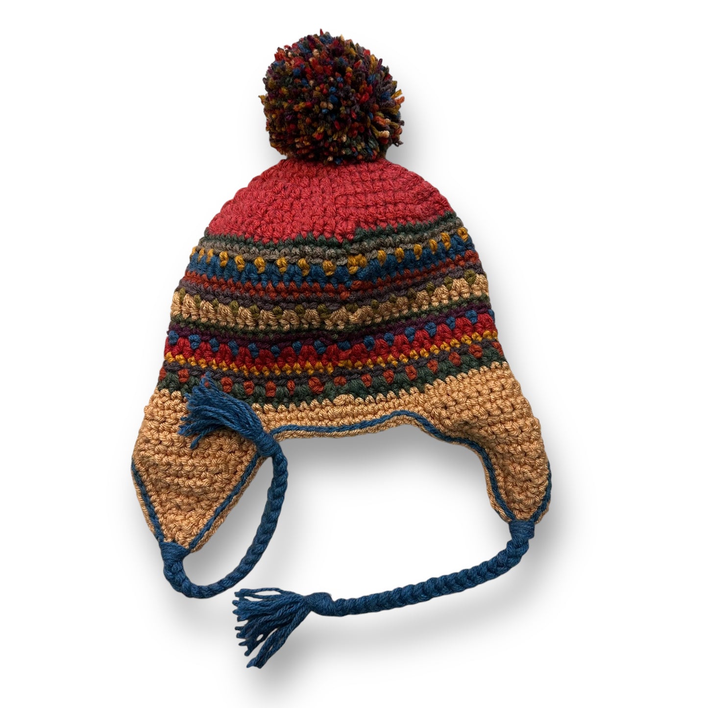 Baby Boy 6-12 Months Winter Hat Multi-Color Knit Pom Beanie