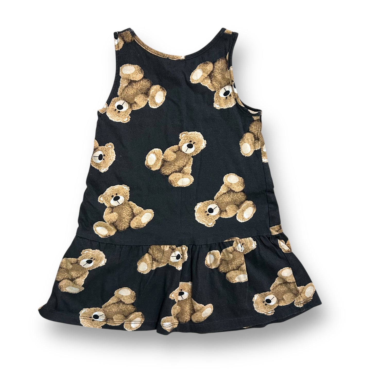 H&M Kids Size 2T Girls Dress Black Teddy Bear Print Sleeveless Sundress