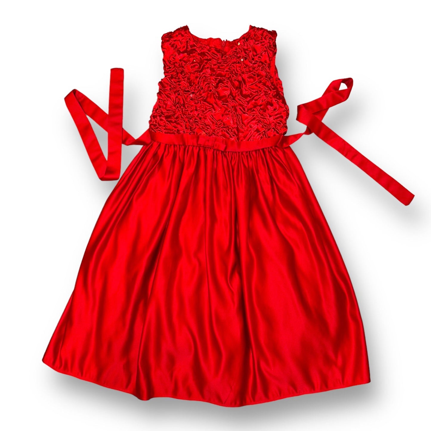 Sugar Plum Girls Size 6 Red Embellished Formal Holiday Dress with Ribbon