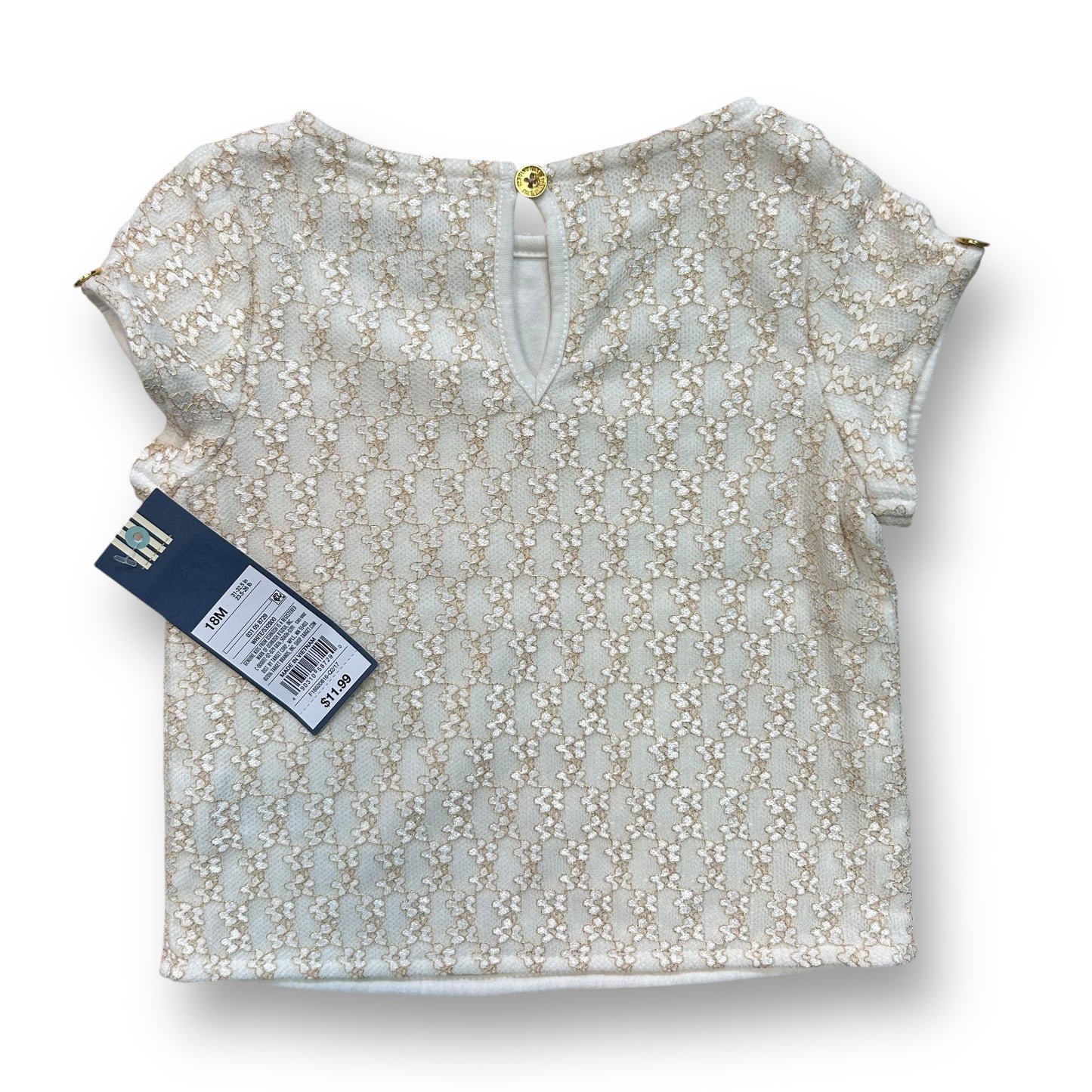 NEW! OshKosh Toddler Girl Size 18 Months Shimmery Gold Short Sleeve Blouse