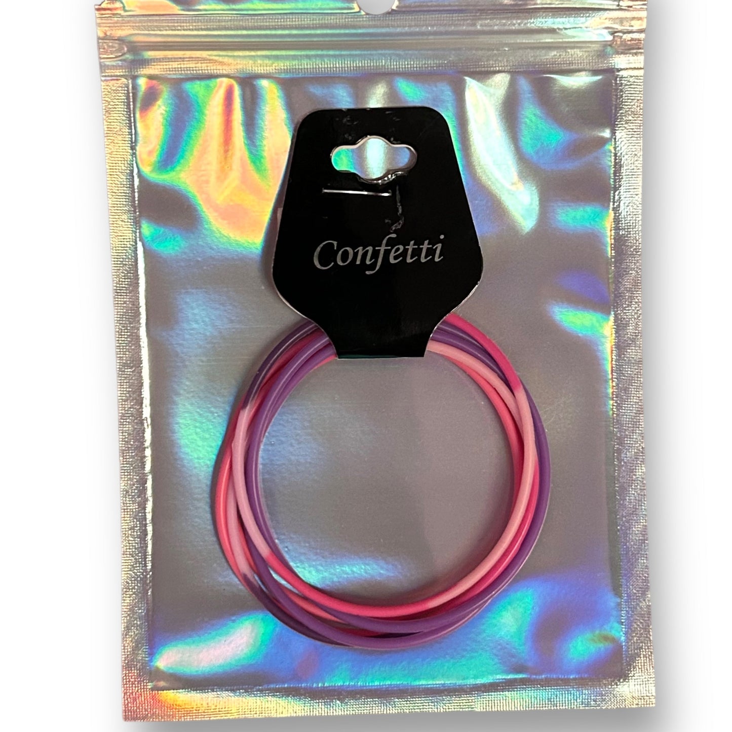 NEW! Trendy Gummy Bracelets 6-Pack with Gift Bag, Pink & Purple