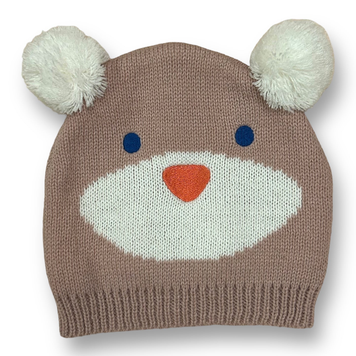 Toddler Boys Pom Beanie Size 2-4 Years Brown Bear Knit Hat