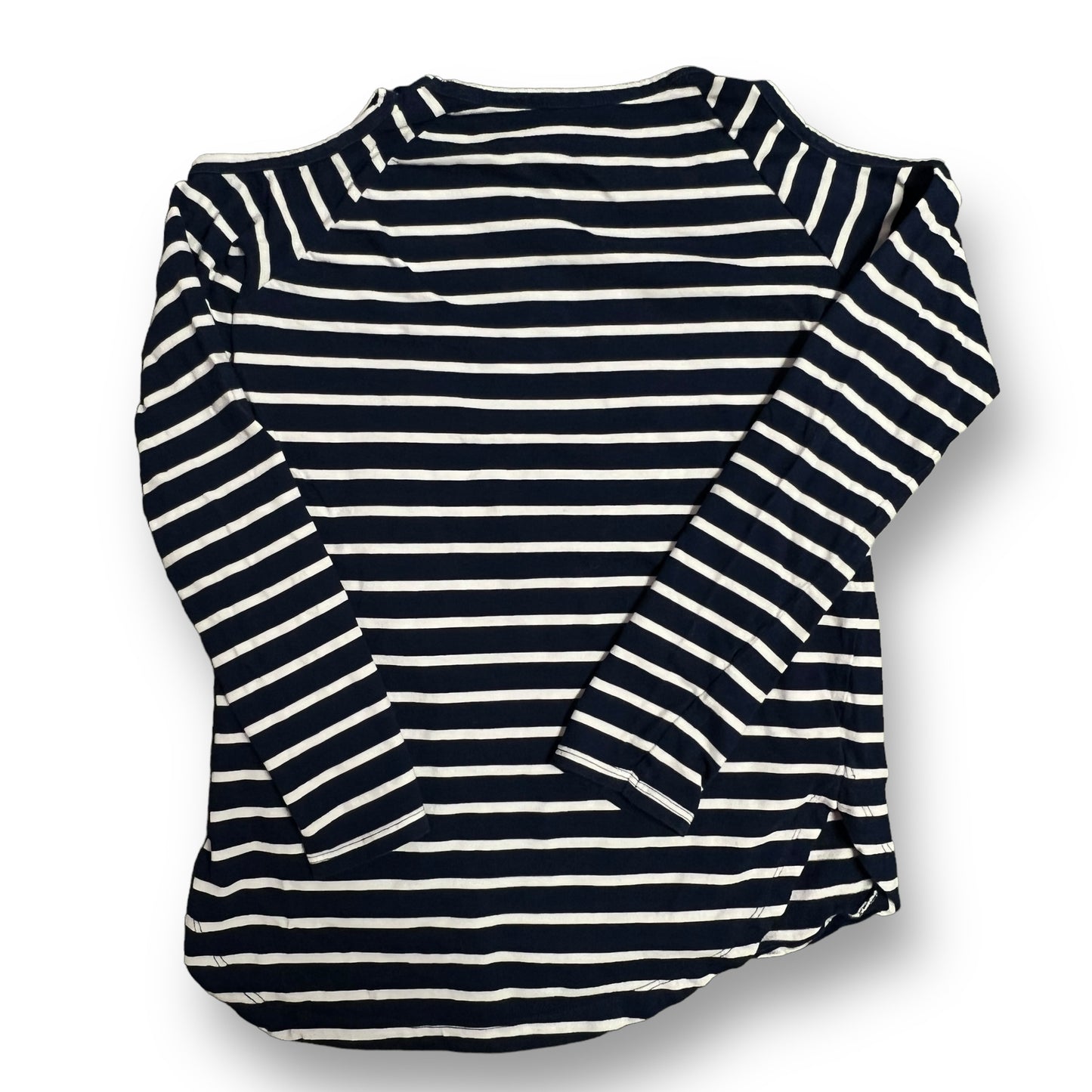 OshKosh Size 10/12 Youth Girls Navy Striped Peace Long Sleeve Cold Shoulder Top