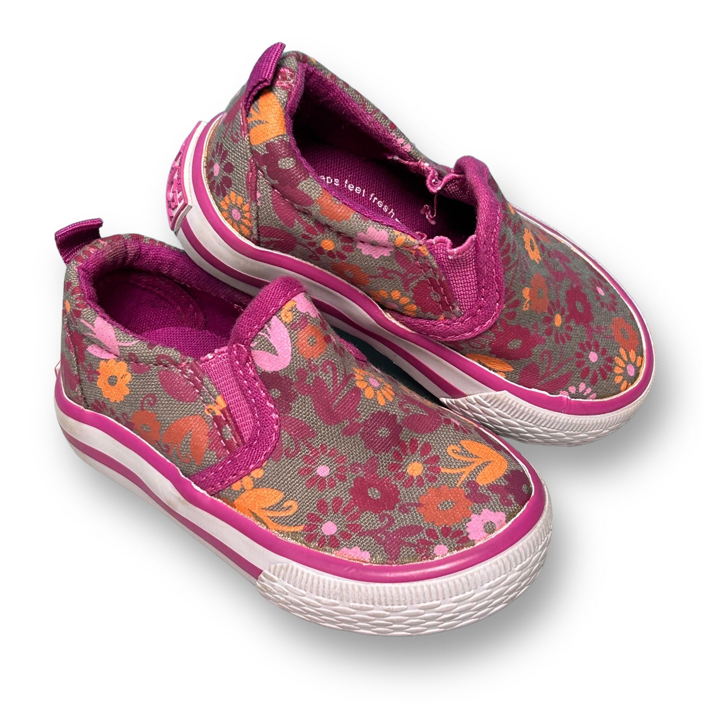 Toddler Girl 4 Slip On Sneakers Children's Place Gray & Pink Floral Casual Shoe