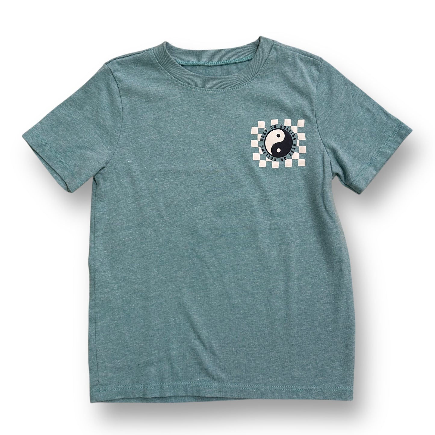 Boys Size 4T Aqua Blue Keep On Rolling Short Sleeve Tee