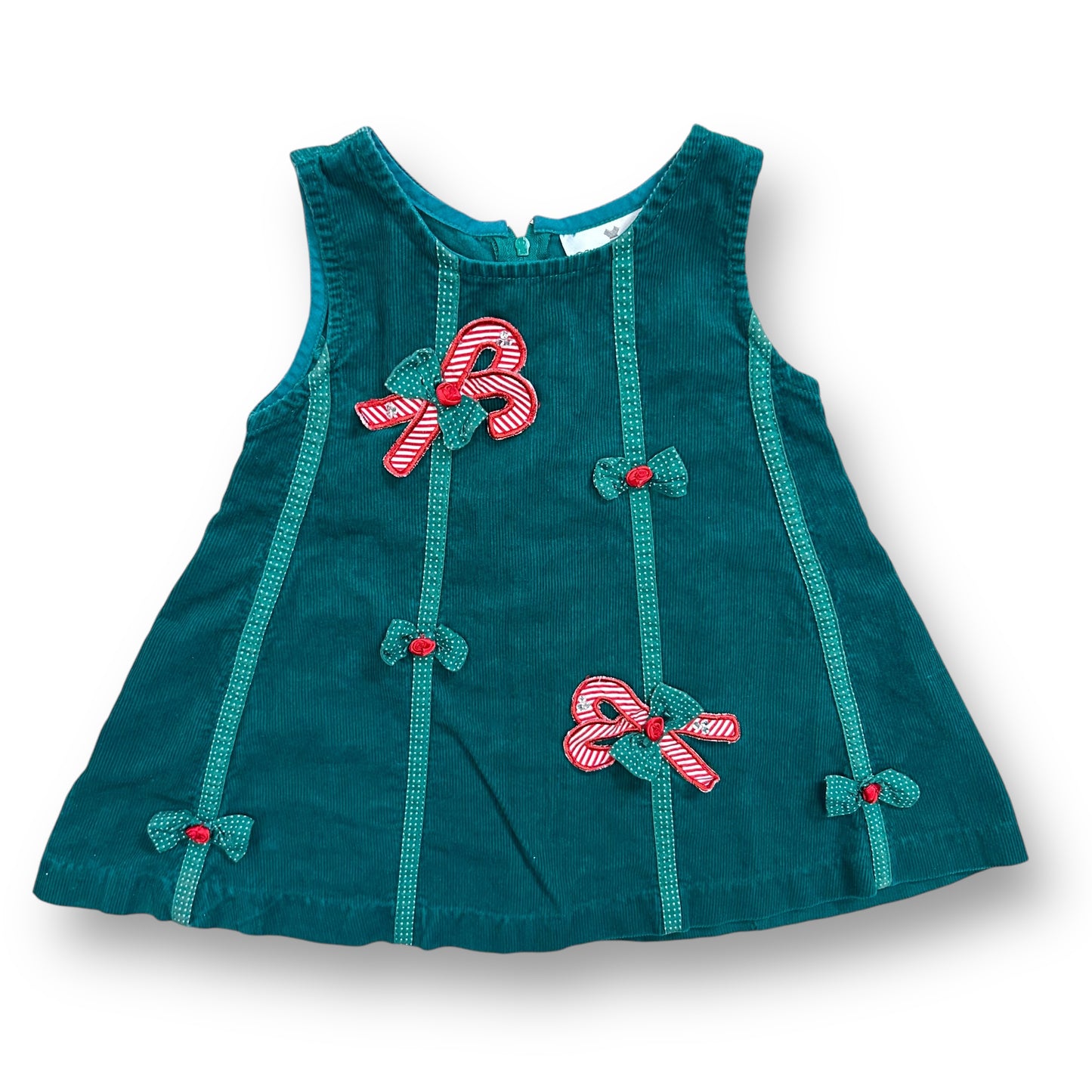 Toddler Girls 2 Toddler Christmas Dress Green Corduroy Candy Cane Jumper
