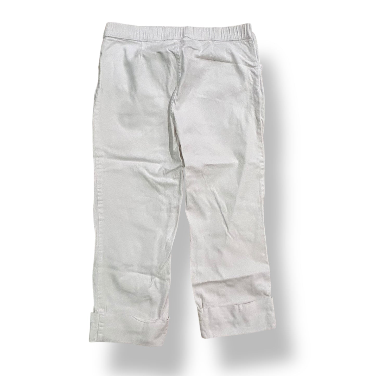 Small White Cotton Maternity Shorts Size 4/6 Elastic Waist Cuffed Capris