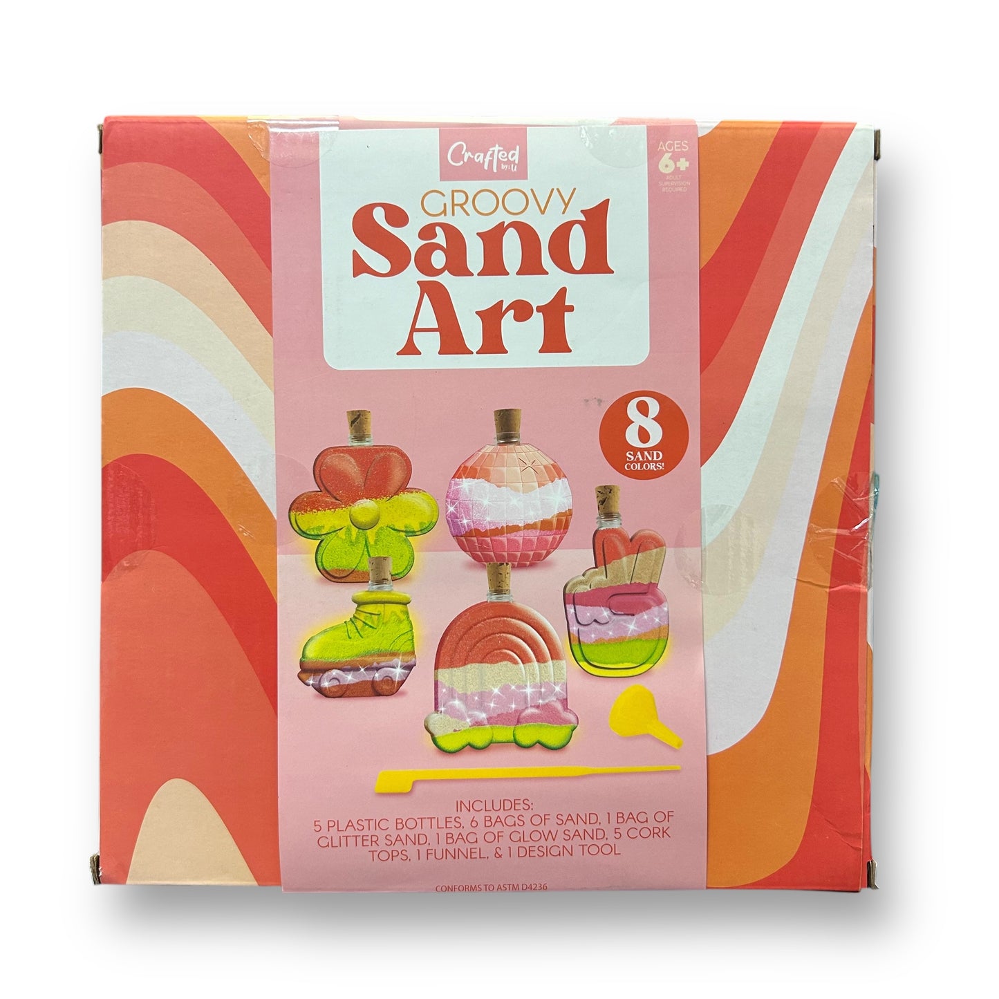 NEW! Groovy Sand Art Craft Kit with 8 Different Colors and Bonus Glitter Sand