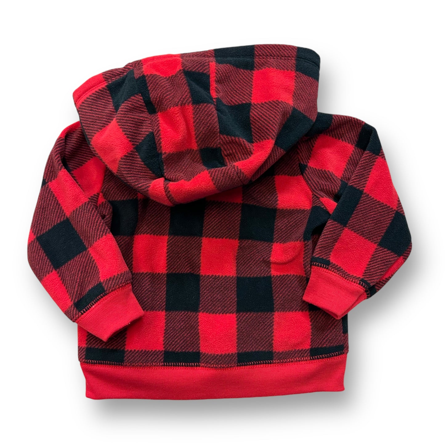 Carter's Girls 12 Months Hoodie Red & Black Plaid Fleece Full Zip Sweatshirt