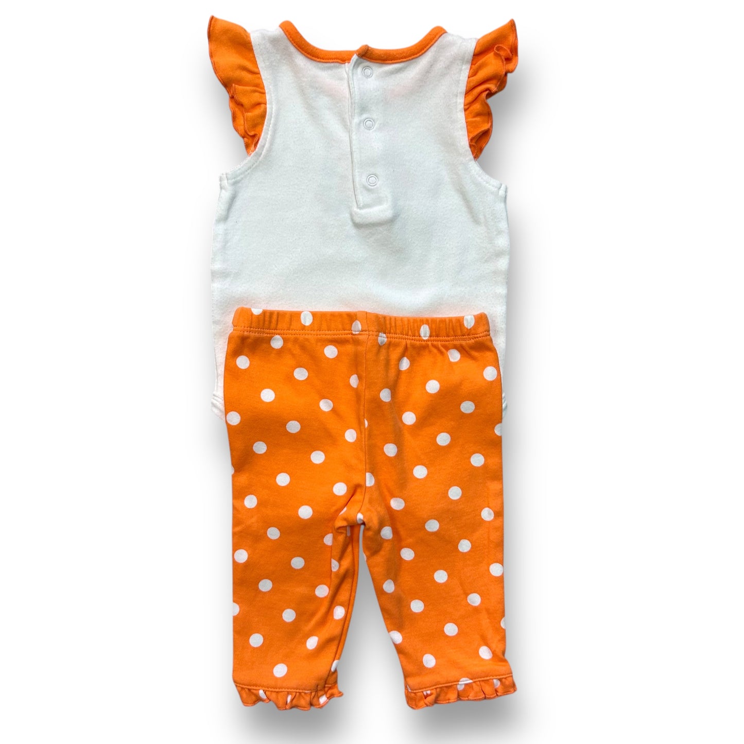 Carter's Baby Girl Outfit Size 3 Months Flutter Sleeve Bodysuit and Orange Pants Set